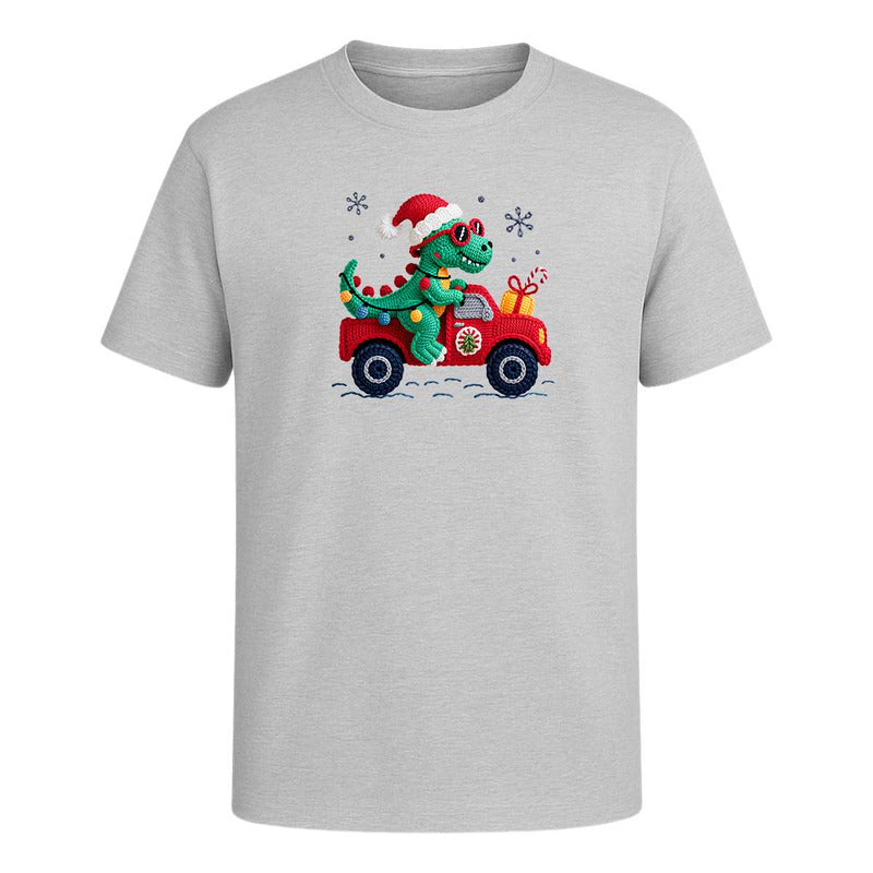 Playera Dinosaurio Navideño Efecto Bordado Regalo Infantil
