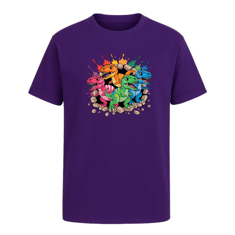 Playera Dinosaurios T Rex De Colores Estampado Infantil