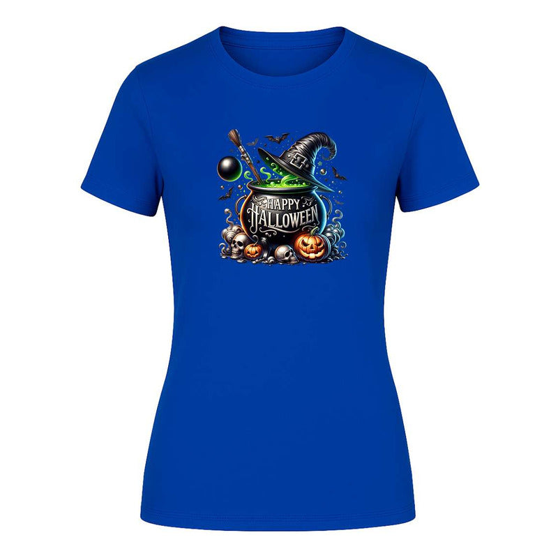 Playera Happy Halloween Caldero Bruja Calabaza De Dama