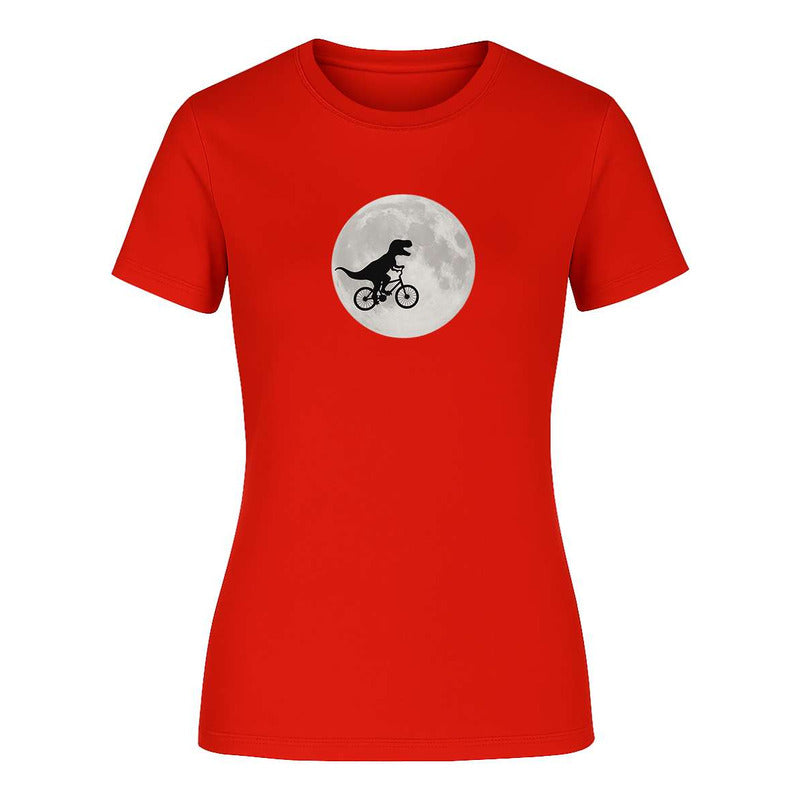 Playera "Dinosaurio en Bici" Frente a la Luna - Dama