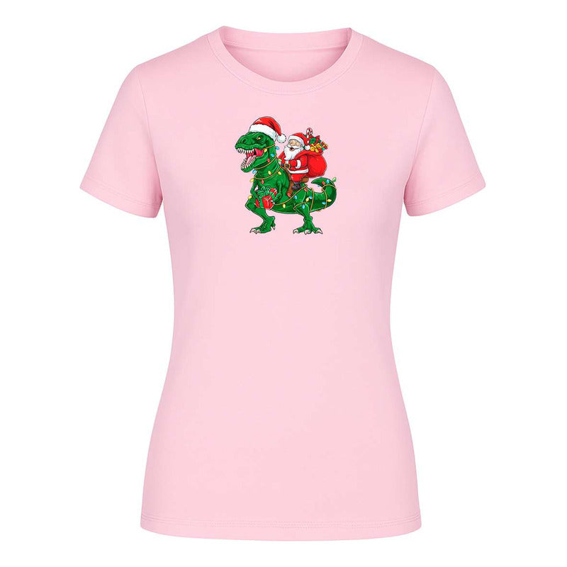 Playera Santa En T Rex Navideño Regalo Divertida De Dama