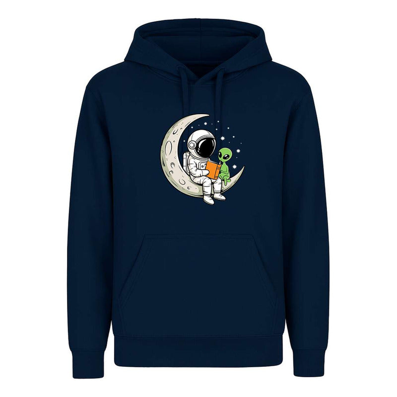 Sudadera Astronauta Y Alien En Luna Lectura Kawaii Infantil