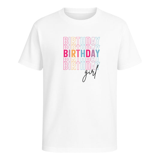 Playera birthday girl multicolor de KreaLab, camiseta unisex para cumpleaños con diseño festivo, ideal para celebrar.