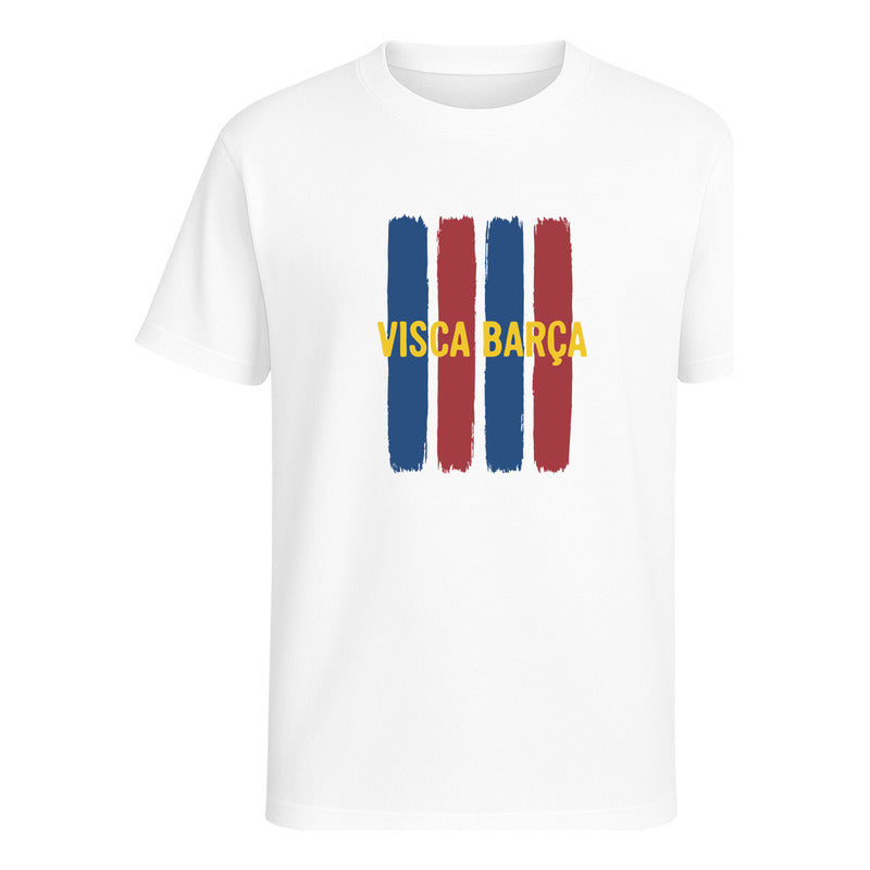 Playera unisex Visca Barça de fútbol de KreaLab en colores del equipo Barcelona, diseño moderno y cómodo para fans.