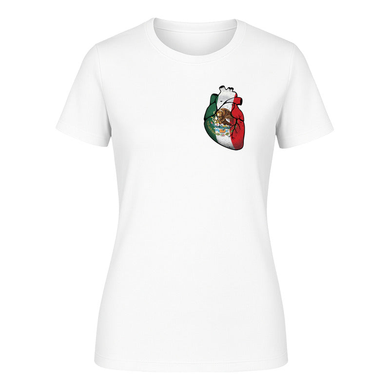 Playera "Corazón Mexicano" Bandera Tricolor - Dama