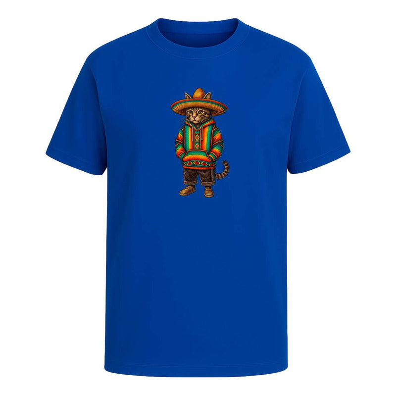 Playera Gato Con Sombrero Mexicano Poncho Divertida Unisex