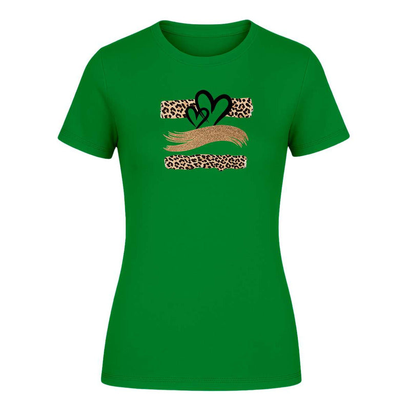 Playera "Corazones Animal Print" Leopardo - Dama