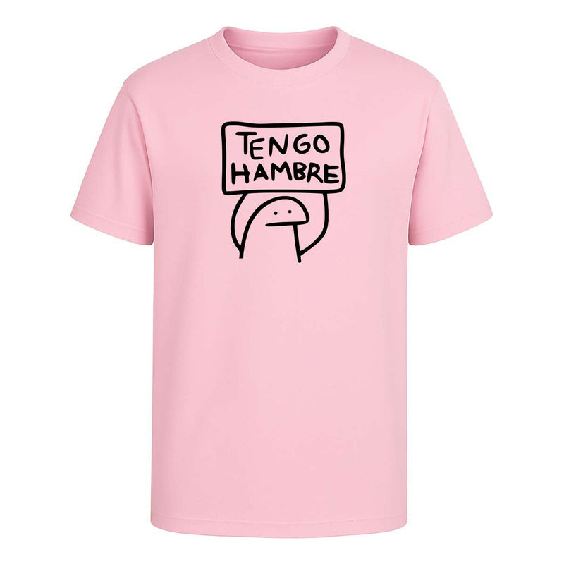 Playera unisex KreaLab con frase divertida "Tengo Hambre Meme", diseño colorido y estilo casual para uso diario.