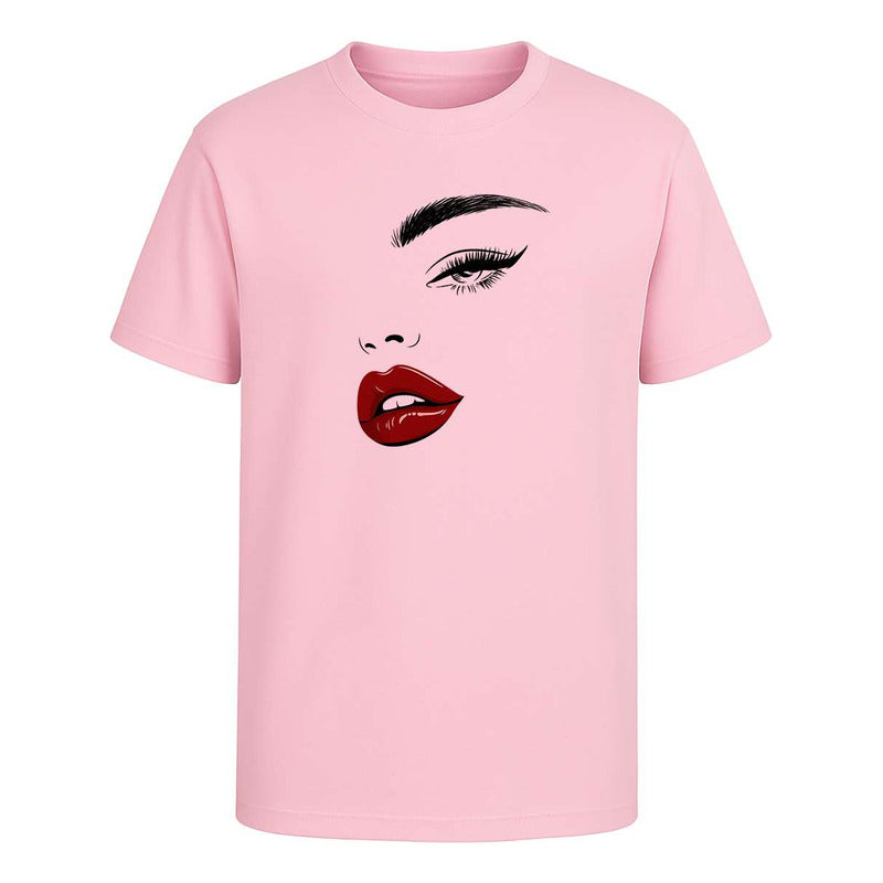 Playera Rostro Minimal Labios Rojos Glam Makeup Infantil