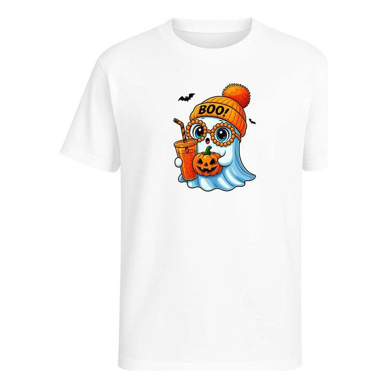 Playera Fantasma Gorro Calabaza Kawaii - Infantil