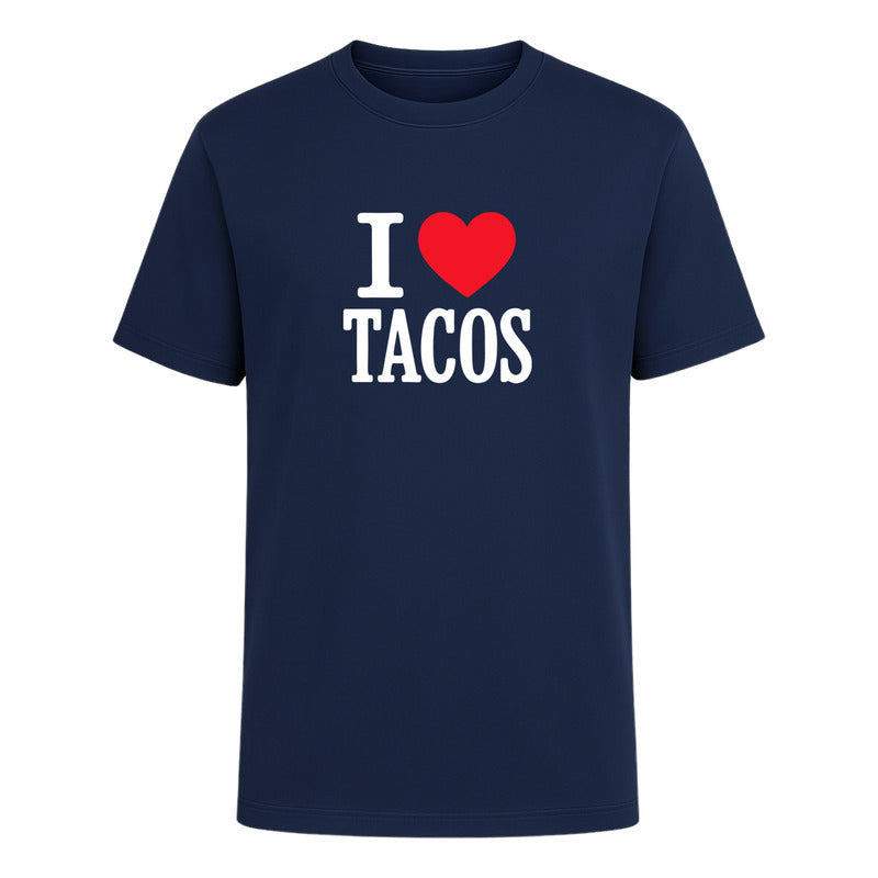 Playera para hombre KreaLab I Love Tacos, camiseta casual de estilo mexicano con diseño divertido y cómodo.
