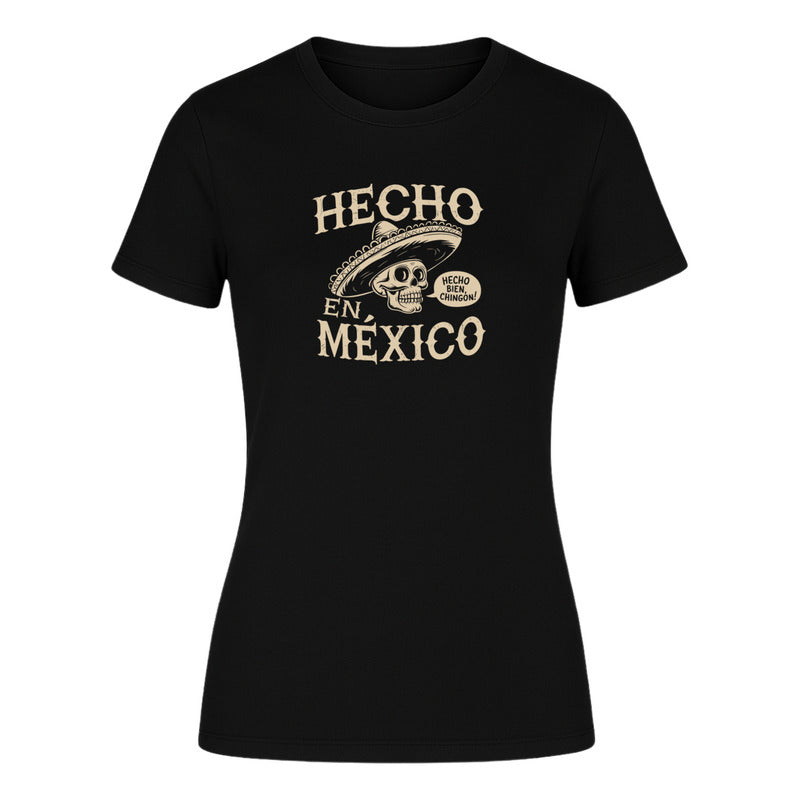 Playera "Hecho en México" Calavera y Sombrero - Dama