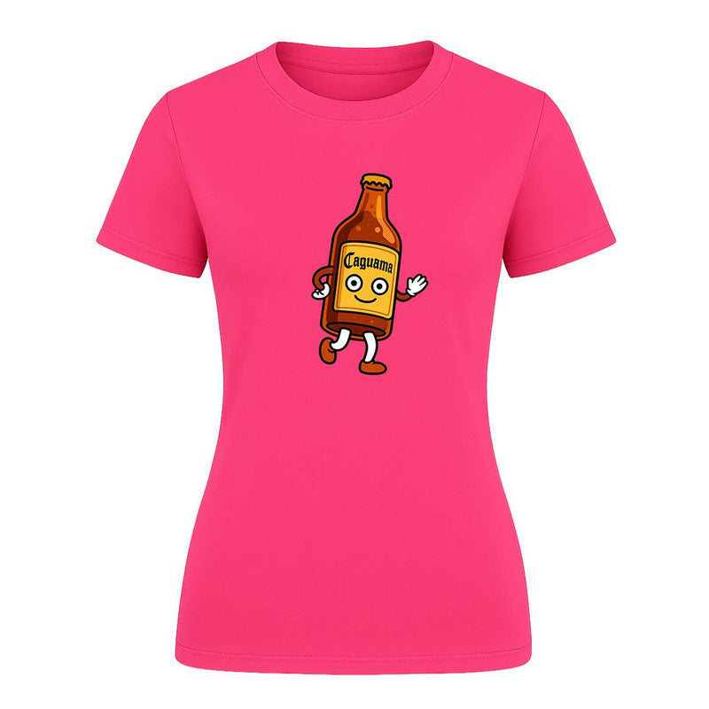 Playera KreaLab Caguama Botella Bailando Fiesta para mujer, con diseño divertido de meme y broma, ropa casual y cómoda.
