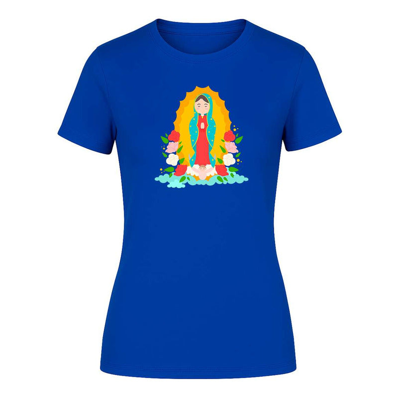 Playera Virgen De Guadalupe Mexicana Floral Católica Moderna