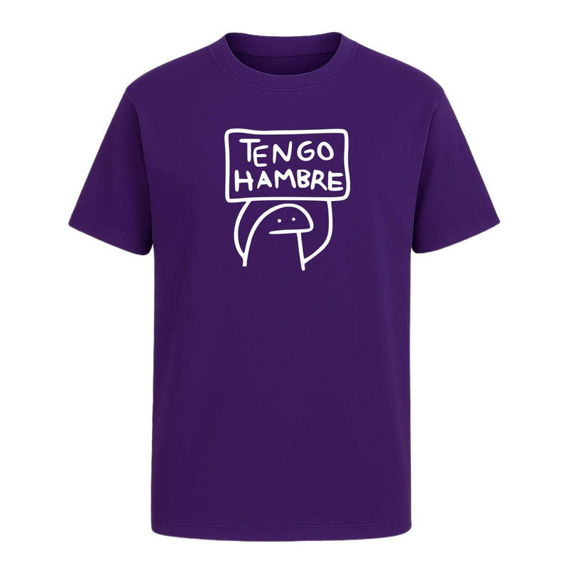 Playera unisex KreaLab con frase divertida "Tengo Hambre Meme" en diseño colorido y estilo casual.