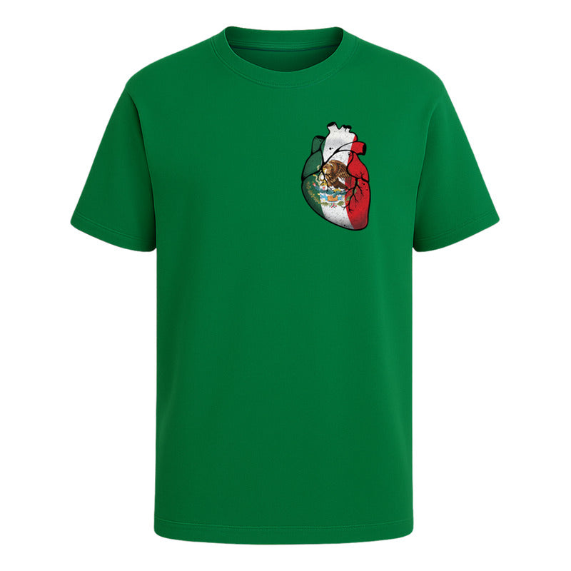 Playera "Corazón Mexicano" Bandera Tricolor - Hombre