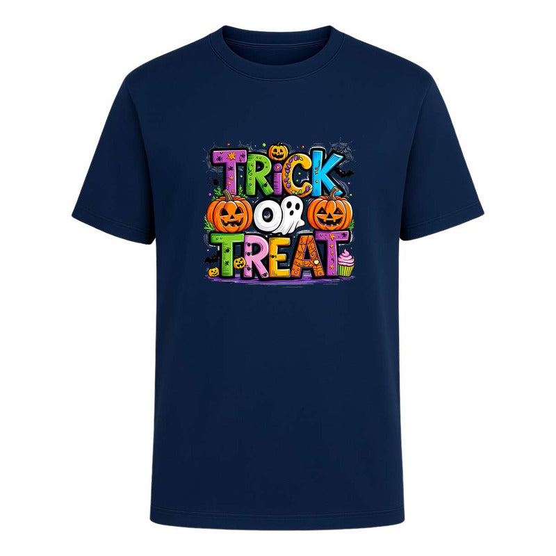 Playera Trick Or Treat Unisex Fantasma Y Calabazas Halloween