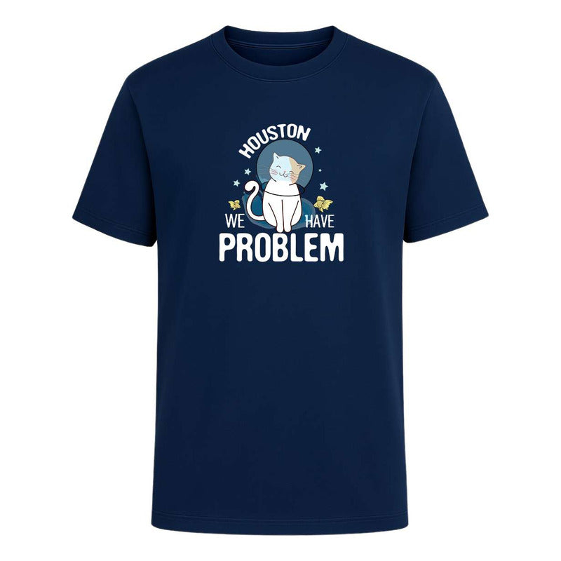 Playera Houston We Have Problem Gato Meme Divertida Unisex