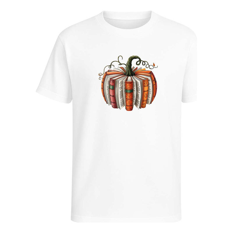 Playera Calabaza De Libros Halloween Otoño Regalo Unisex