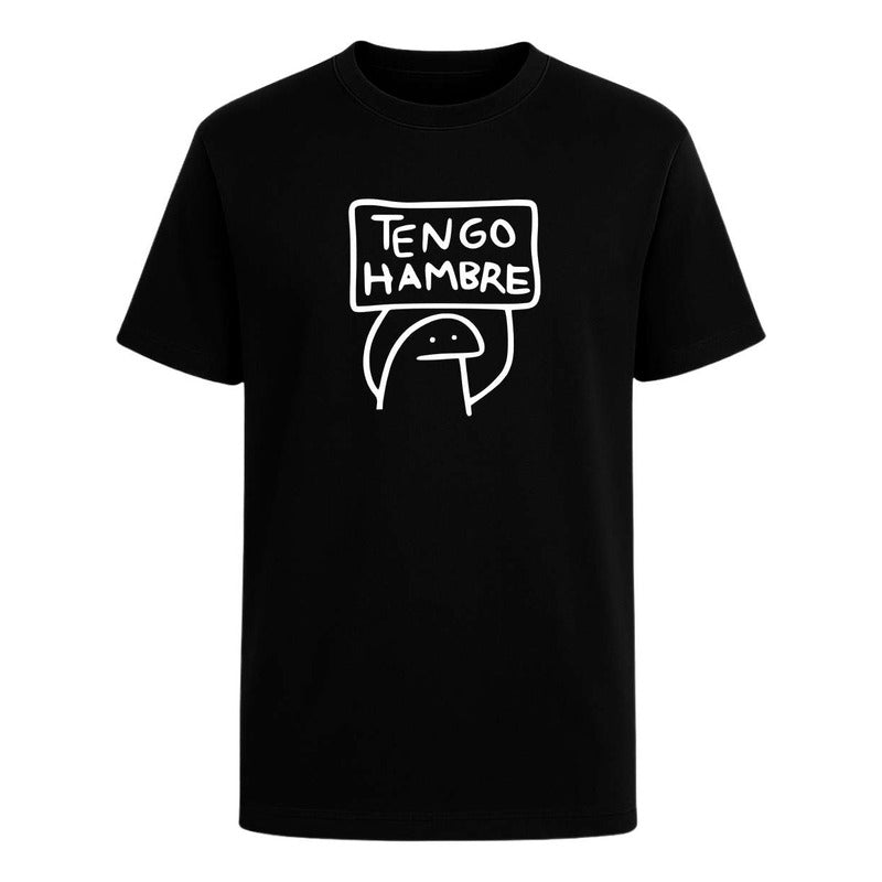 Playera unisex KreaLab con frase divertida "Tengo hambre" y meme, ropa casual con diseño humorístico para usar en cualquier ocasión