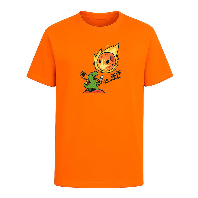 Playera divertida de dinosaurio contra asteroide de KreaLab, unisex, diseño humorístico y llamativo para fans de dinosaurios.