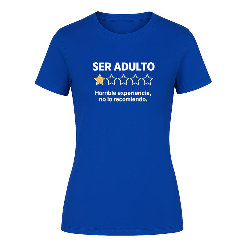 Playera Mujer Ser Adulto 1 Estrella Frase Divertida