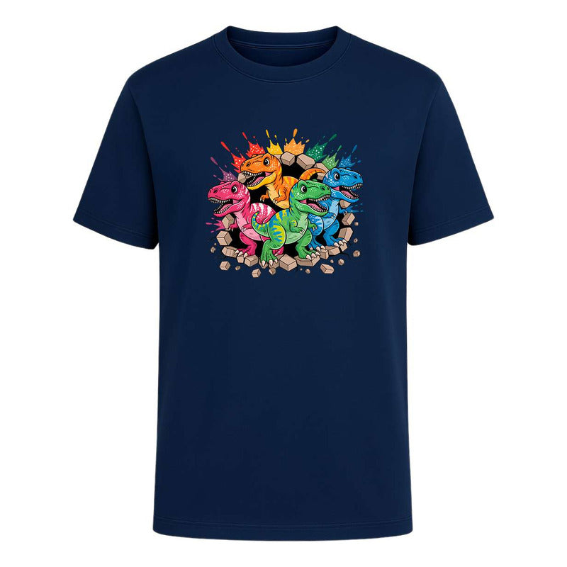 Playera Dinosaurios T Rex De Colores Estampado Infantil