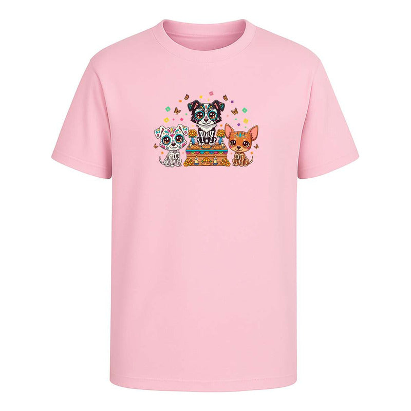 Playera Perros Calavera En Ofrenda Día De Muertos Infantil