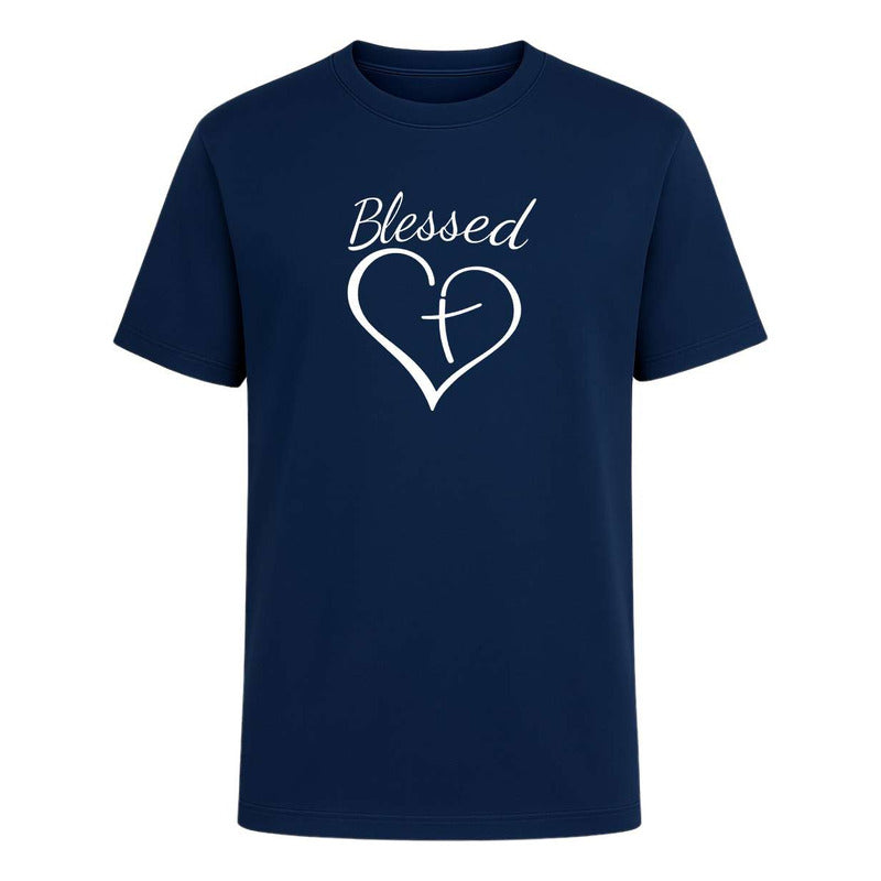 Playera Blessed Corazón Con Cruz Fe Y Devoción Unisex