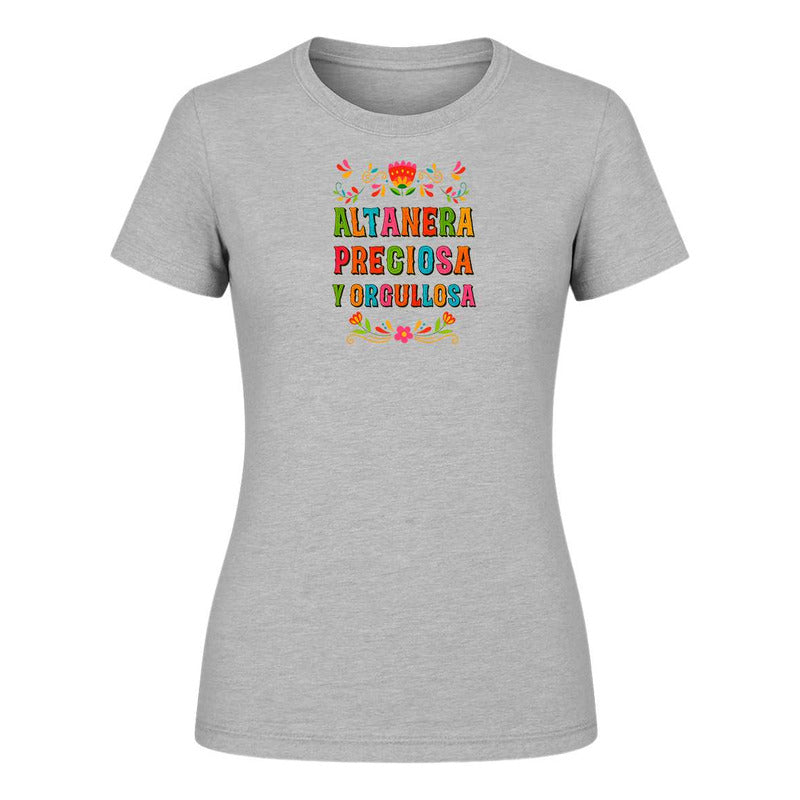 Playera mujer KreaLab con frase mexicana orgullosa y bonita, diseño moderno y cómodo para uso diario.