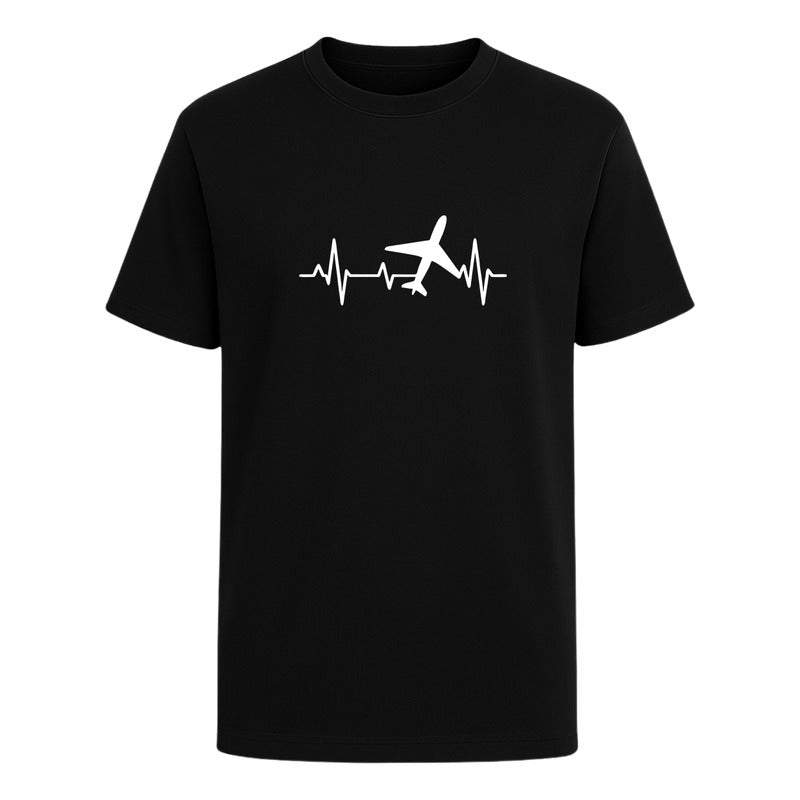 Playera unisex KreaLab con diseño de avión y corazón para amantes de los viajes, estilo moderno y cómodo.