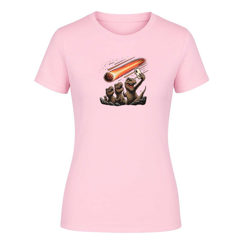 Playera "Dinosaurios Selfie Meteorito" Humor - Dama