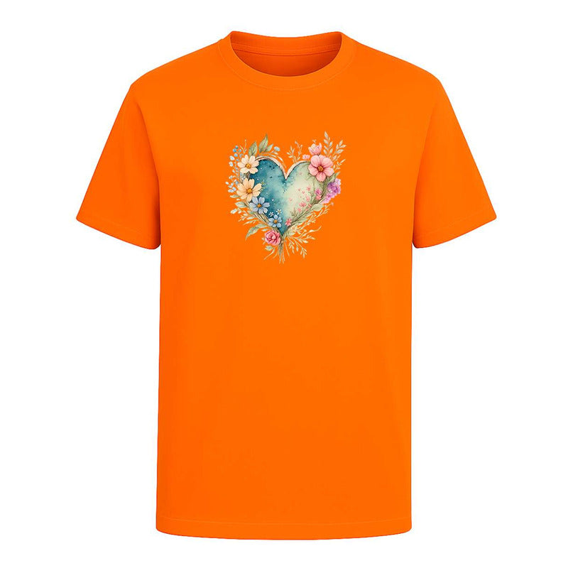 Playera "Corazón Floral" Acuarela - Infantil