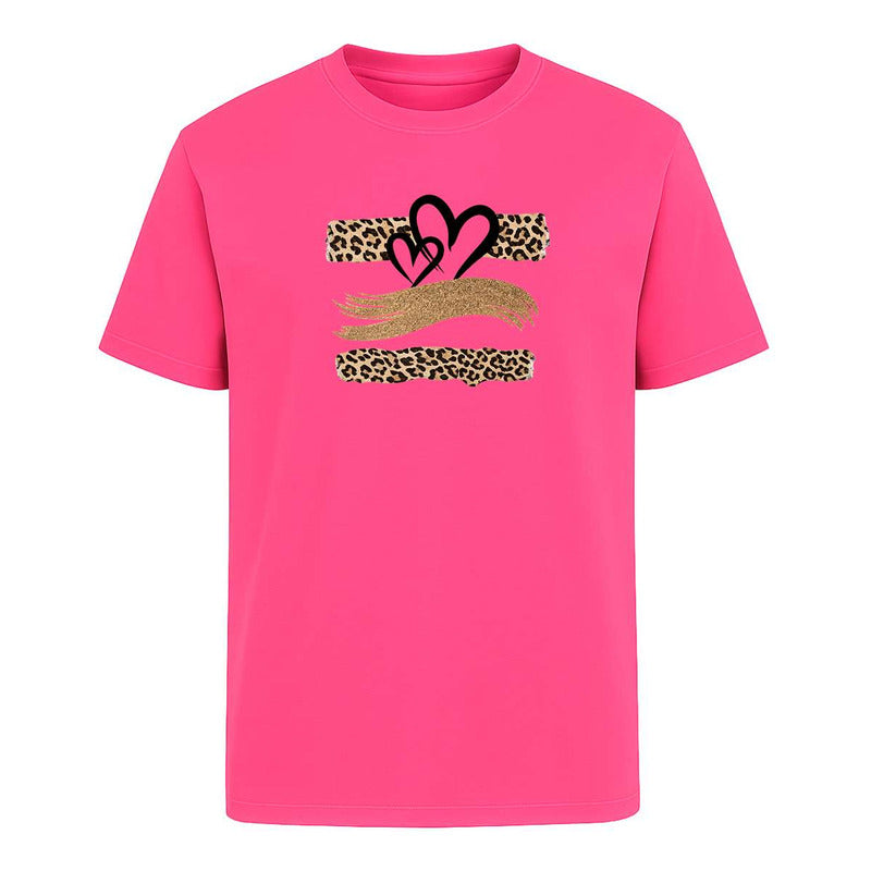 Playera "Corazones Animal Print" Leopardo - Infantil