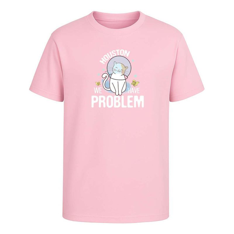 Playera Houston We Have Problem Gato Meme Divertida Unisex