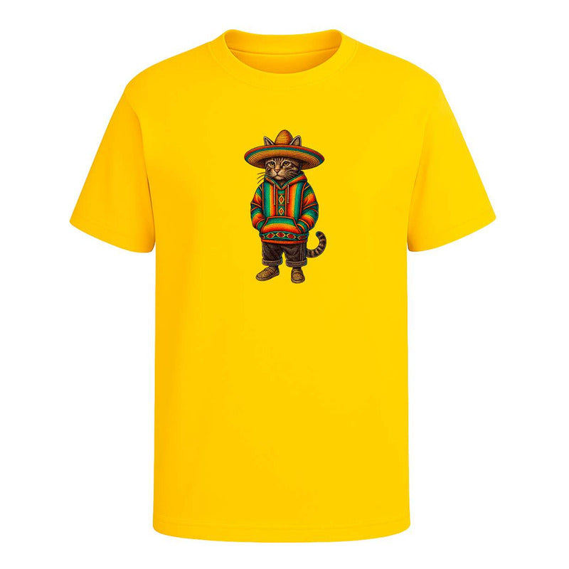 Playera Gato Con Sombrero Mexicano Poncho Divertida Unisex