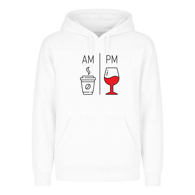 Sudadera Am Pm Café Y Vino Broma Humor Meme Regalo Unisex