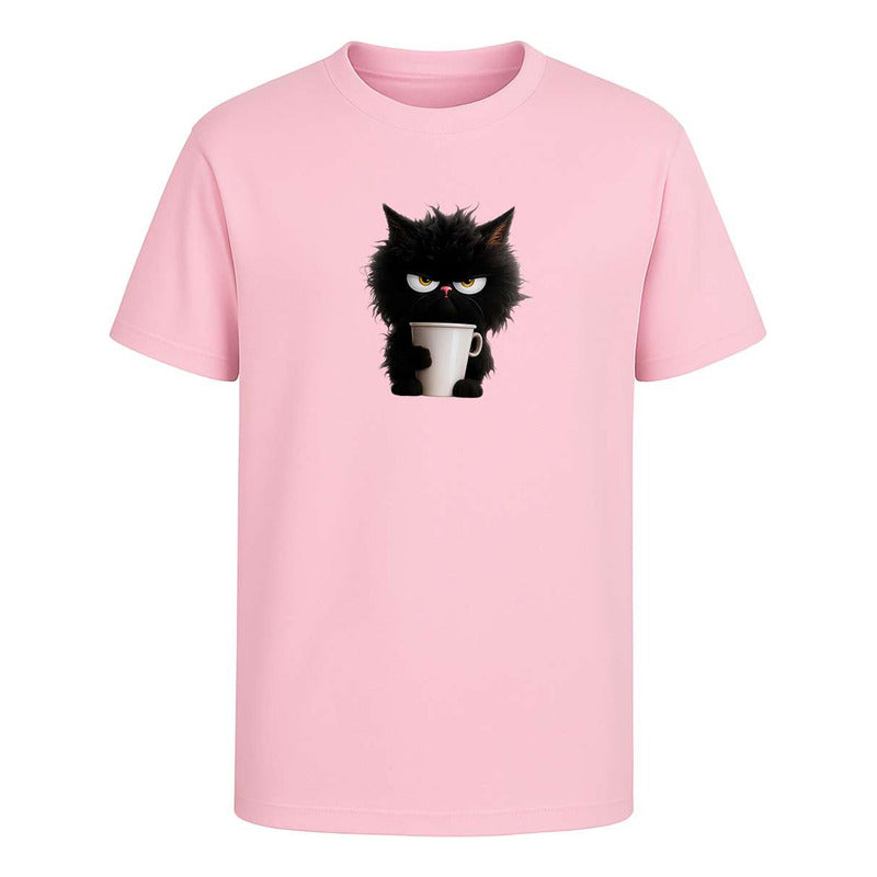 Playera Gato Enojado Con Café - Infantil