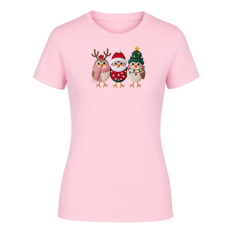 Playera Pajaritos Navideños Reno Santa Árbol Regalo De Dama