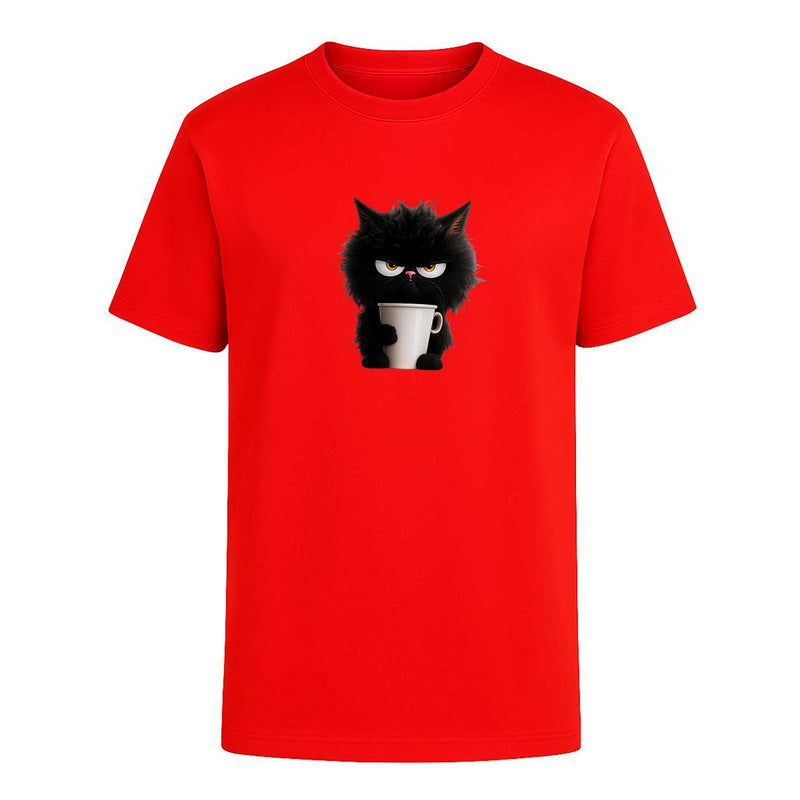 Playera "Gato Enojado Con Café" - Hombre