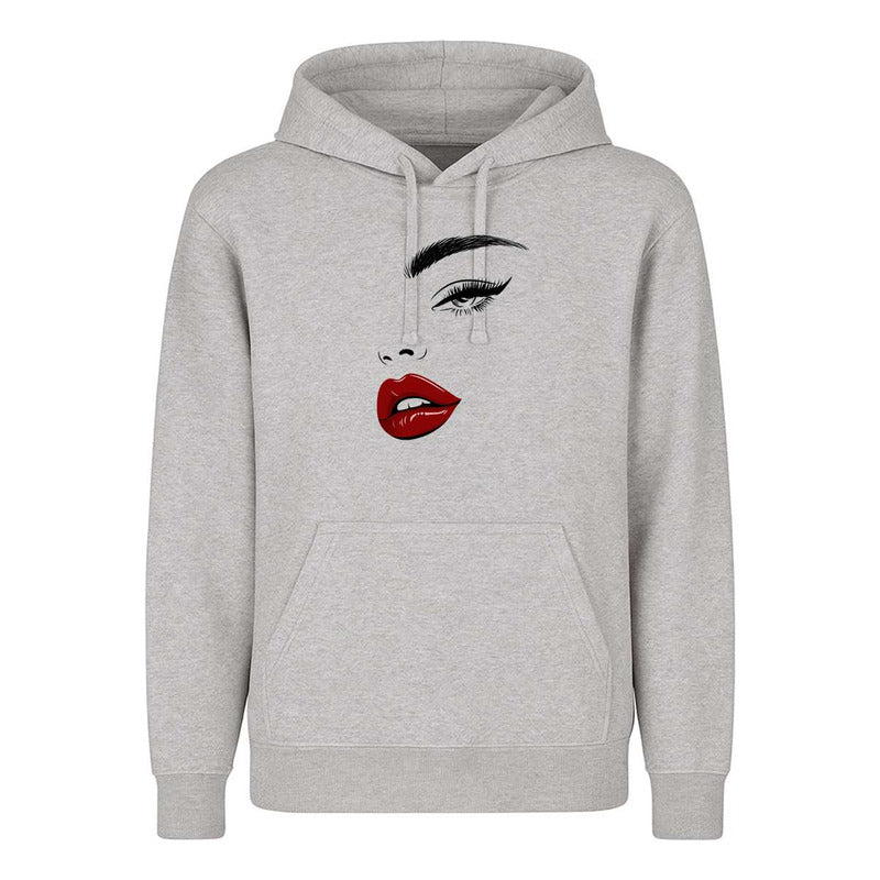 Sudadera Rostro Minimal Labios Rojos Glam Makeup Unisex