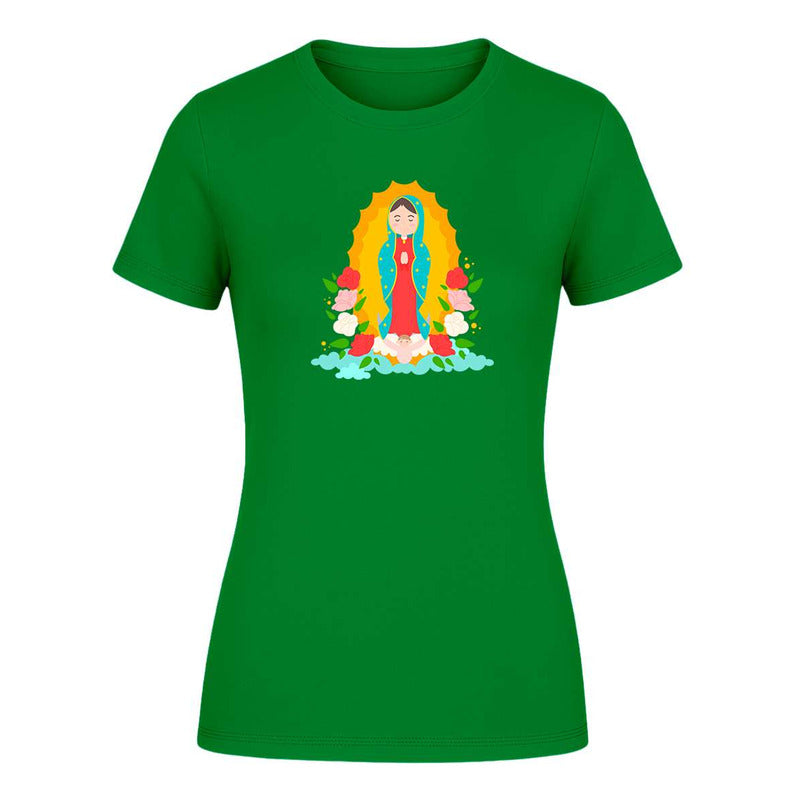 Playera Virgen De Guadalupe Mexicana Floral Católica Moderna