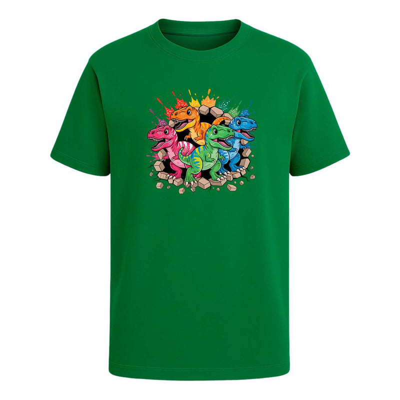 Playera Dinosaurios T Rex De Colores Estampado Infantil