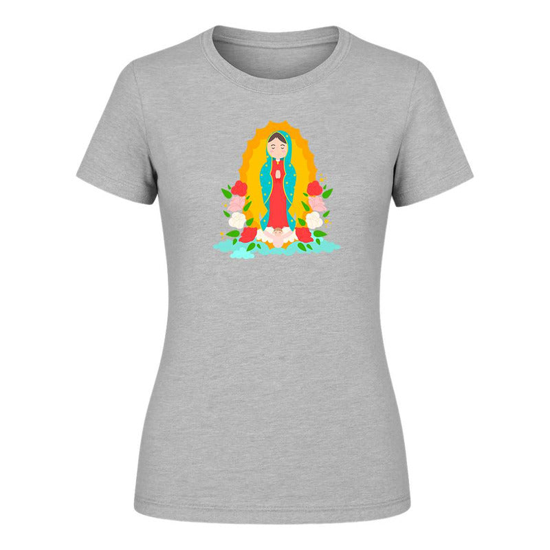 Playera Virgen De Guadalupe Mexicana Floral Católica Moderna