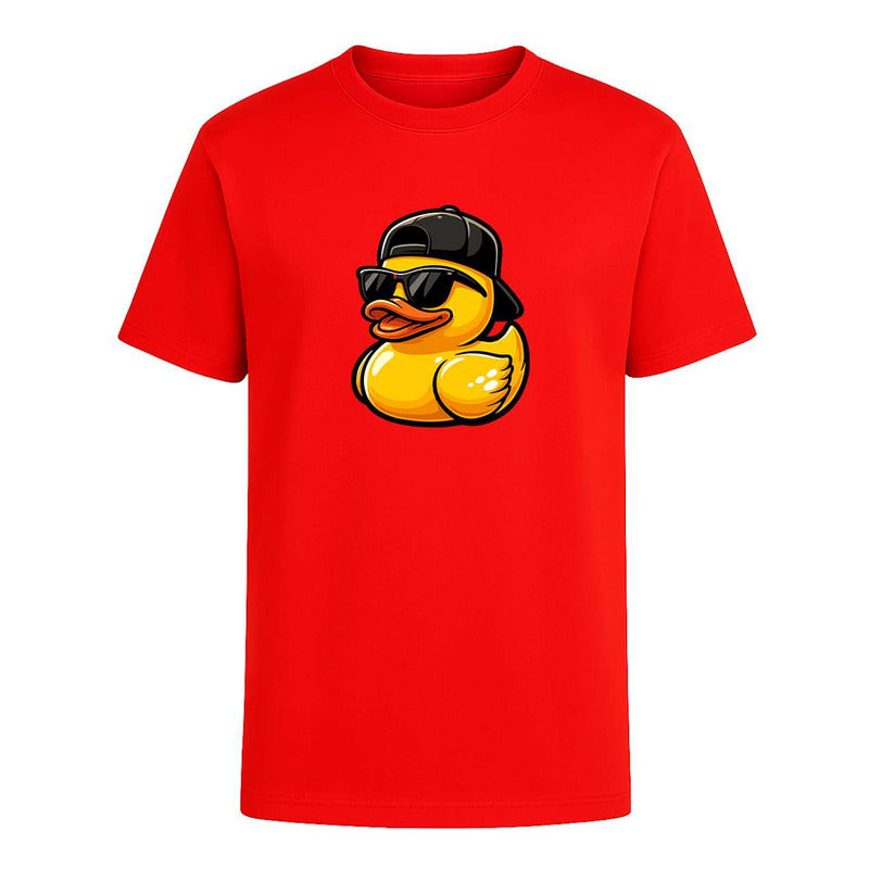 Playera infantil KreaLab Pato Cool con gafas y gorra urbana, ropa moderna para niños en estilo casual y divertido.