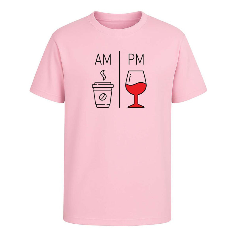 Playera Am Pm Café Y Vino Broma Humor Meme Regalo Unisex