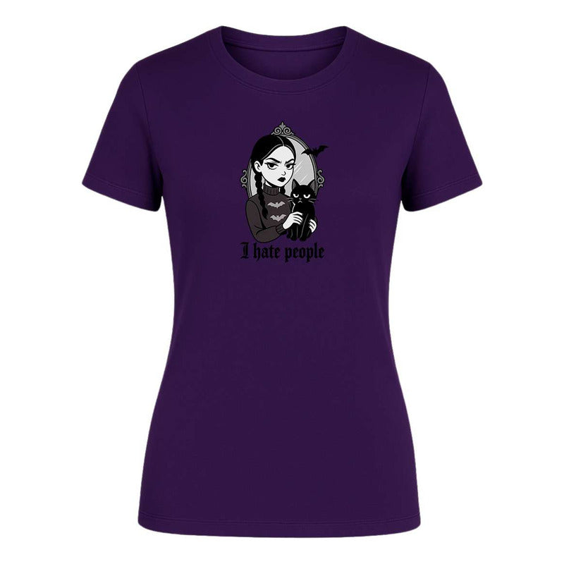 Playera "I Hate People" Frase Gótica - Dama