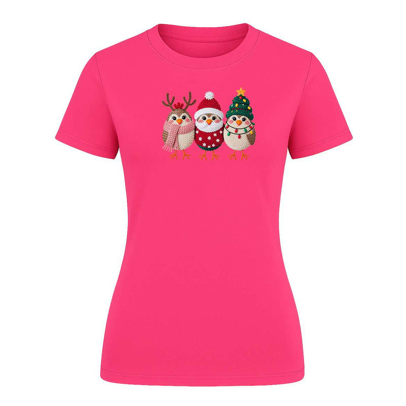 Playera Pajaritos Navideños Reno Santa Árbol Regalo De Dama