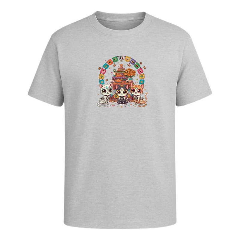 Playera Gatos Calavera En Ofrenda Día De Muertos Infantil