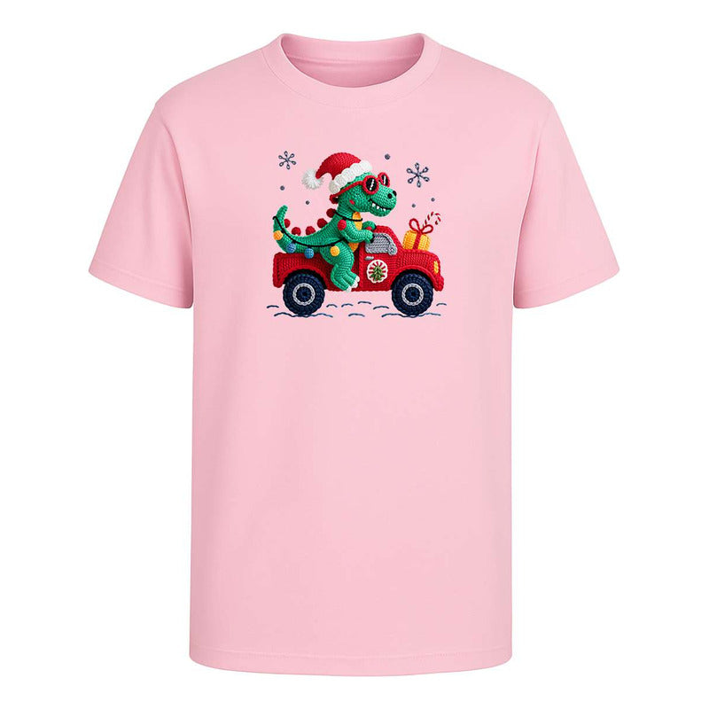Playera Dinosaurio Navideño Efecto Bordado Regalo Infantil
